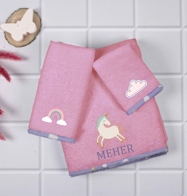 Kids Towels (Set of 3) - Pink