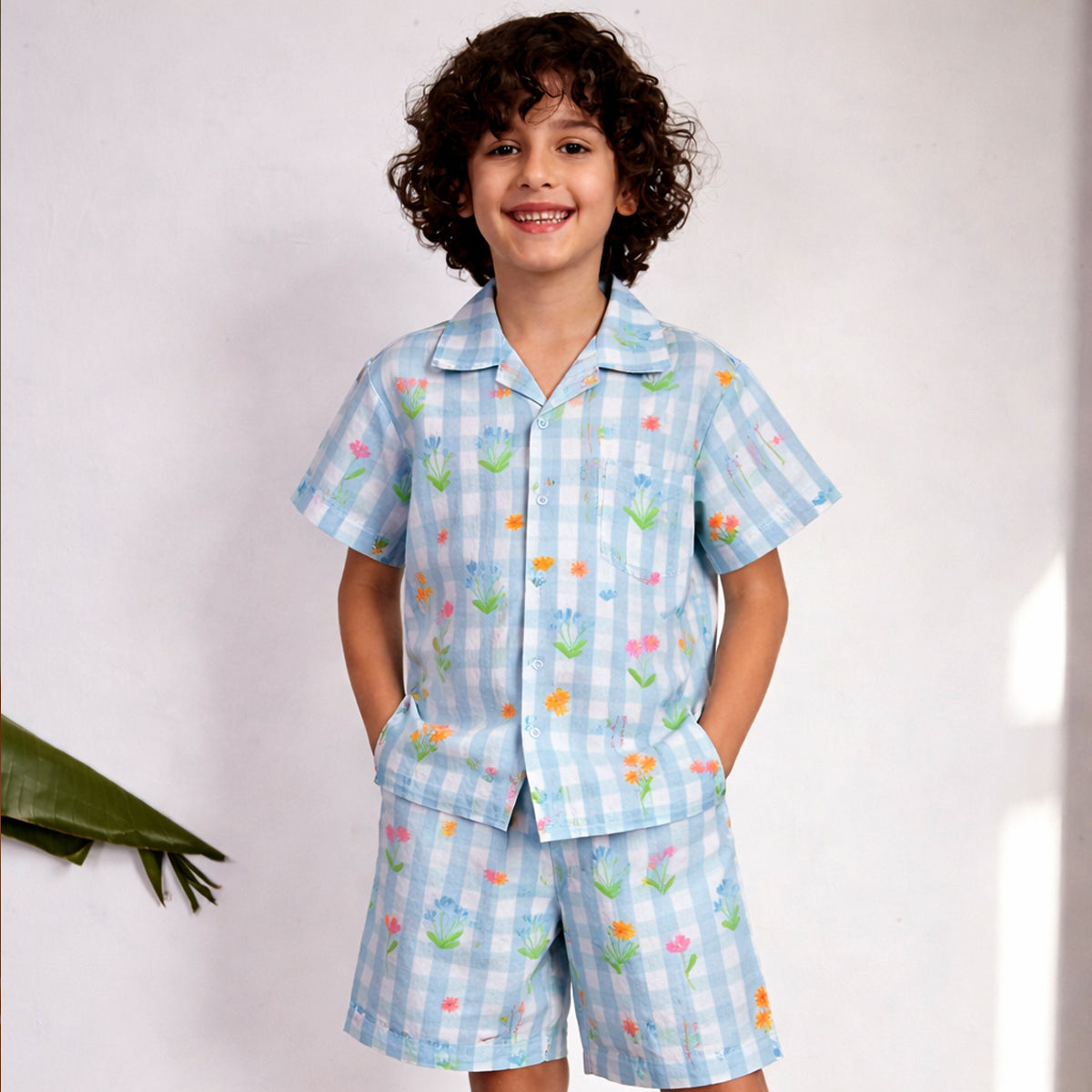 Boys Co-Ord Set- Blue Ghingham
