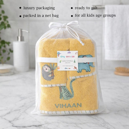 Kids Towels (Set of 3)- Yellow