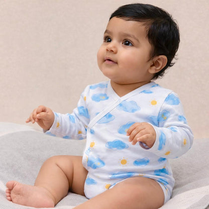 Cotton Kimono Bodysuit- Sun & Clouds