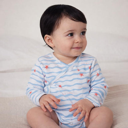 Cotton Kimono Bodysuit- Waves