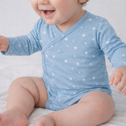 Cotton Kimono Bodysuit- Grey Sky