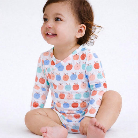 Cotton Kimono Bodysuit- Apples
