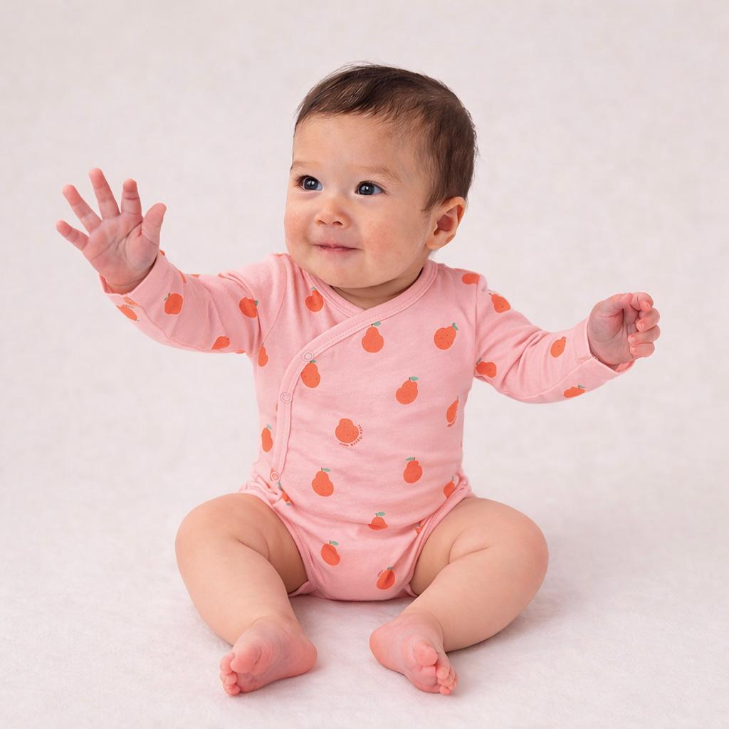 Cotton Kimono Bodysuit- Pears