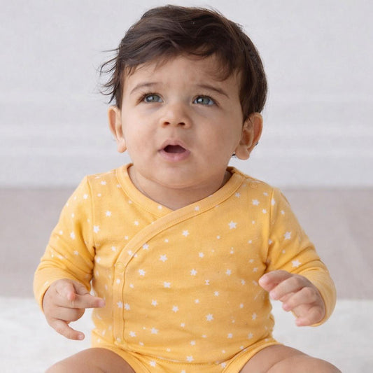 Cotton Kimono Bodysuit- Yellow Sky