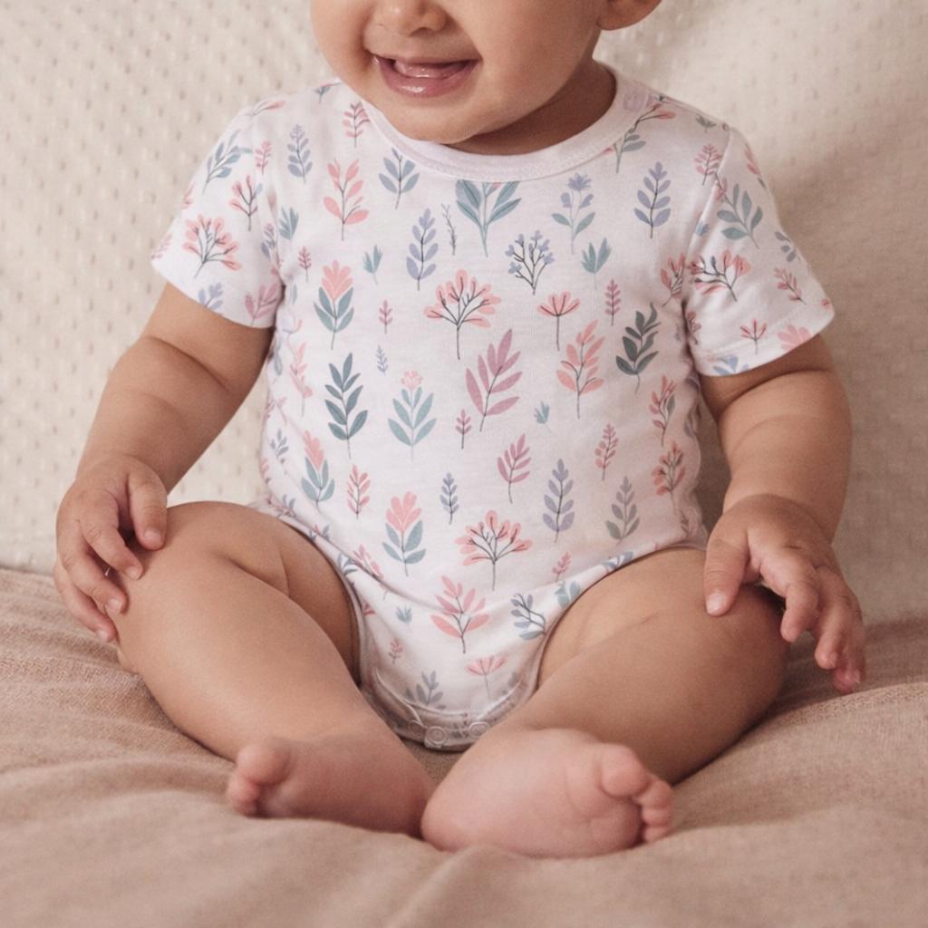 Cotton Bodysuits- Pastel Leaves & Dandelions- Pack of 2