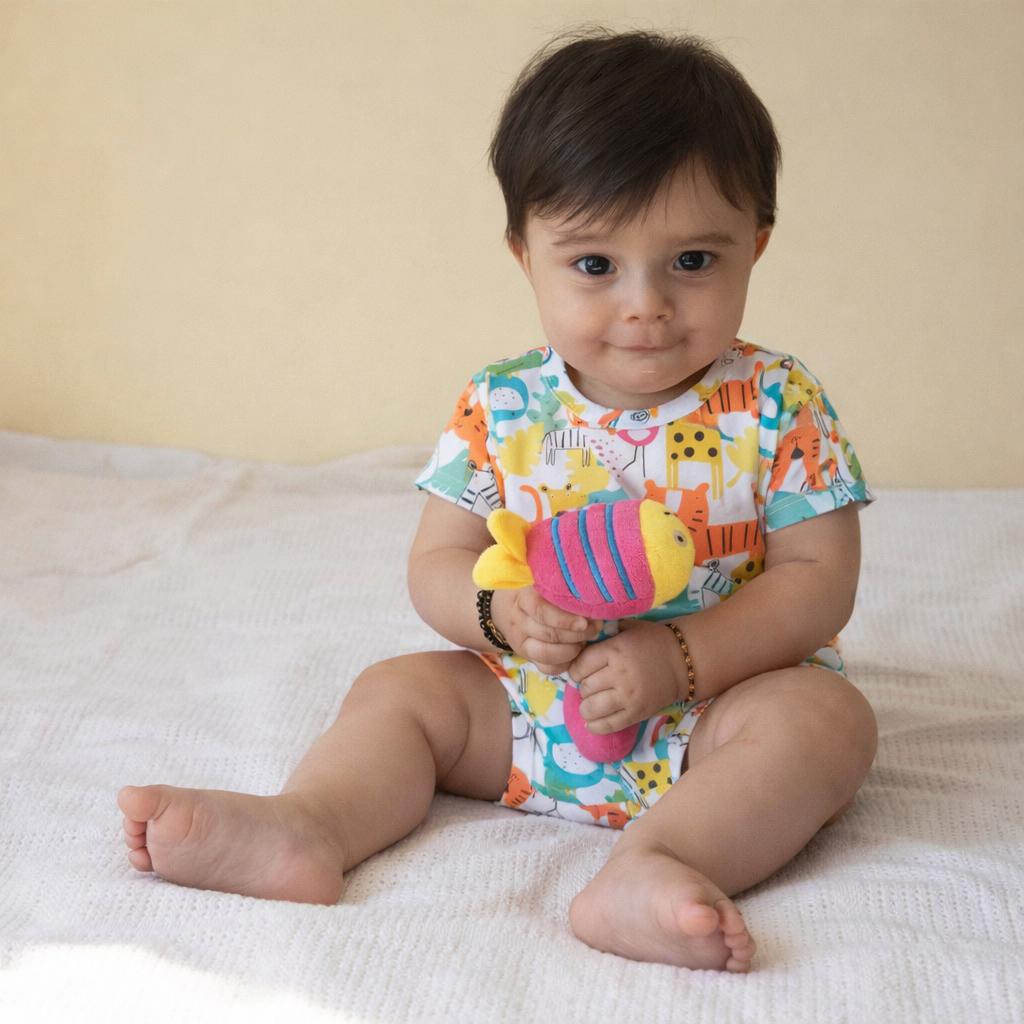 Cotton Bodysuit- Colorful Animals