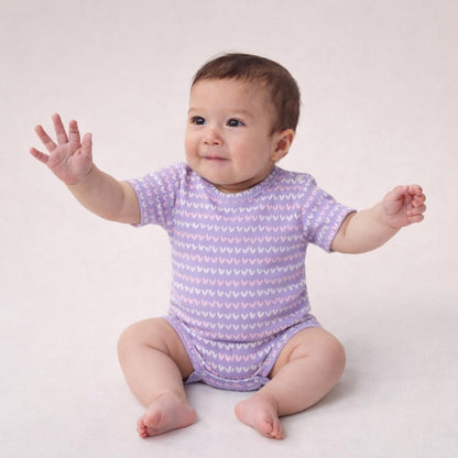 Cotton Bodysuits- Blossom & Purple Hearts- Pack of 2