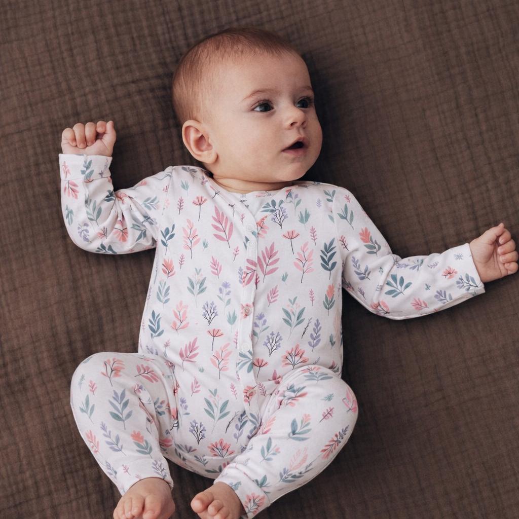 Cotton Sleepsuits- Pastel Leaves & Dandelions- Pack of 2