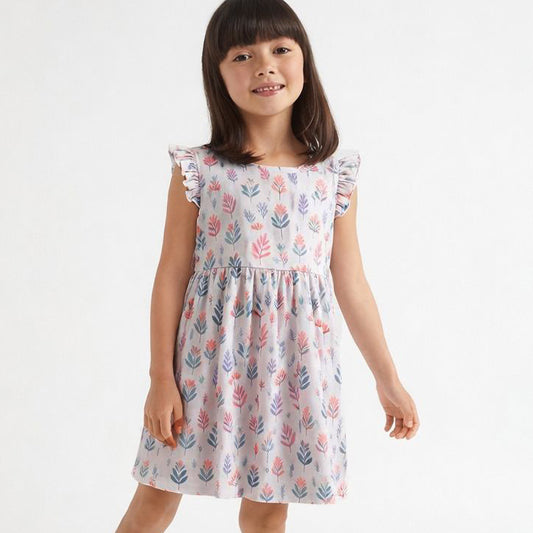 Girls Cotton Frock- Pastel Flowers