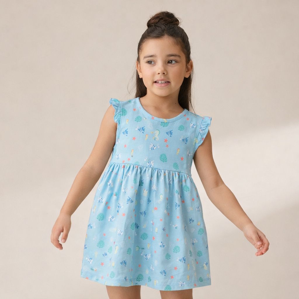 Girls Cotton Frock- Waves & Underwater- Pack of 2