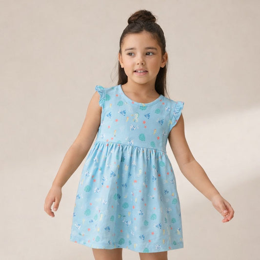 Girls Cotton Frock- Waves & Underwater- Pack of 2