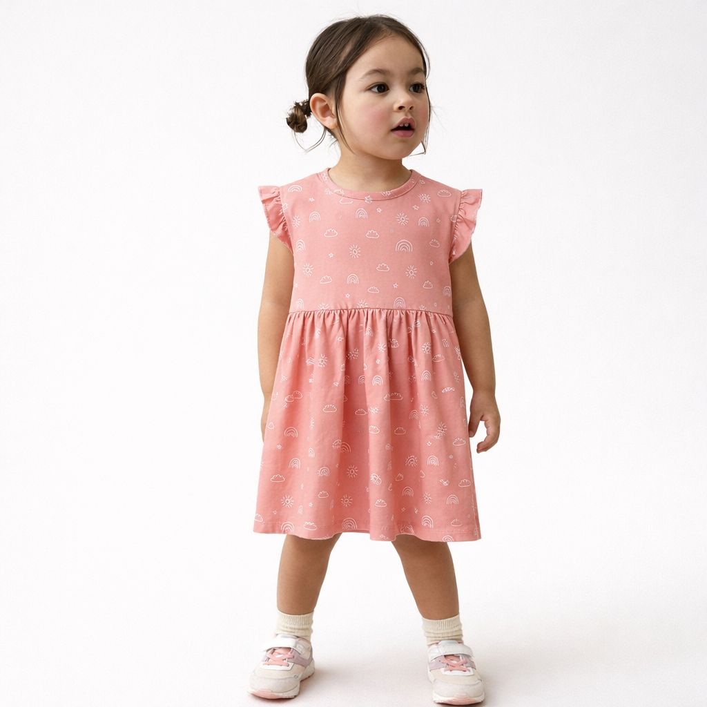 Girls Cotton Frock- Grey Sky & Magical Sky- Pack of 2