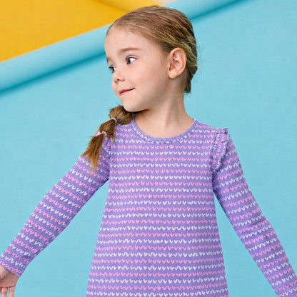 Girls Cotton Full-Sleeve Top- Blossom & Purple Hearts- Pack of 2