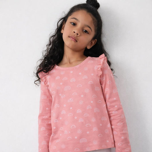 Girls Cotton Full-Sleeve Top- Grey Sky & Magical Sky- Pack of 2