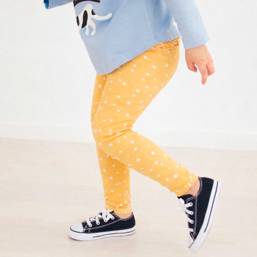 Girls Cotton Leggings- Yellow Sky & Rust Orange- Pack of 2