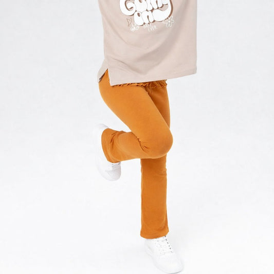 Girls Cotton Leggings- Rust Orange