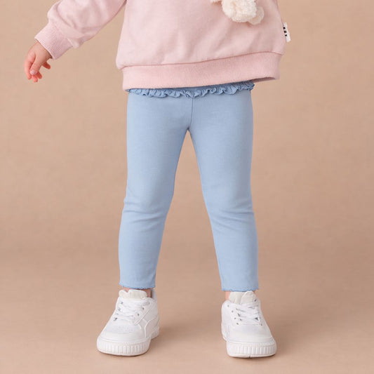 Girls Cotton Leggings- Powder Blue