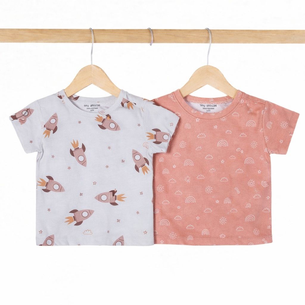 Kids Cotton Tshirt- Space & Magical Sky- Pack of 2