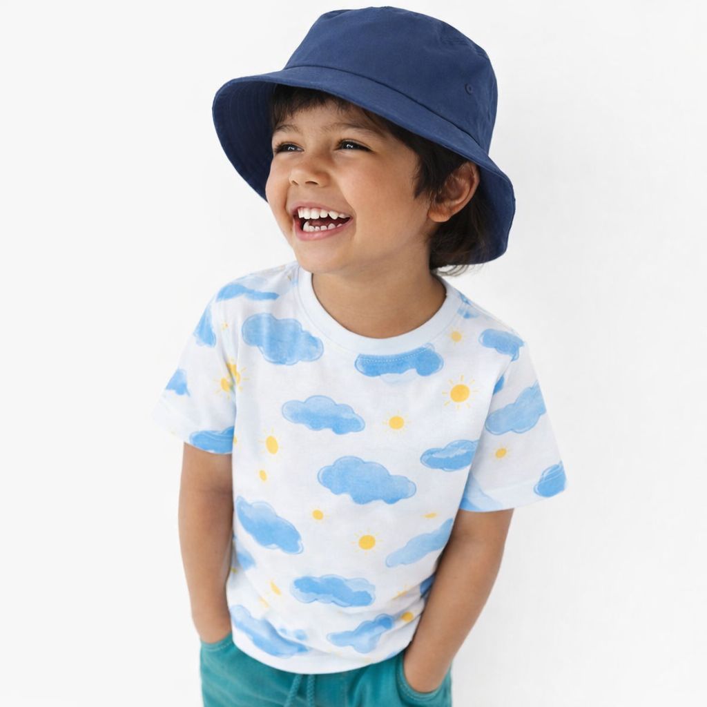 Kids Cotton Tshirt- Sun & Clouds