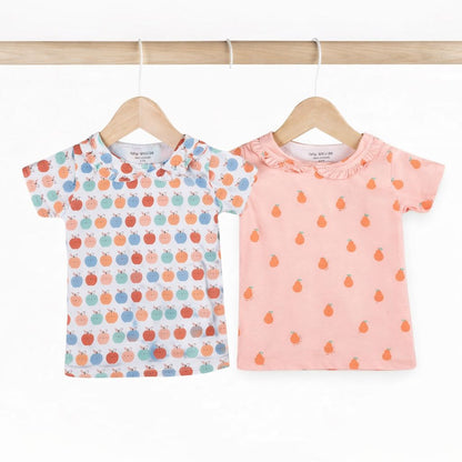 Girls Cotton Half-Sleeve Top- Pears & Apples- Pack of 2