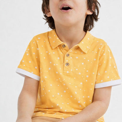 Boys Polo Tshirt- Yellow Sky & Solid Olive Green- Pack of 2
