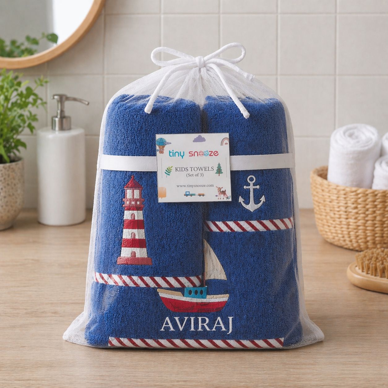 Kids Towels (Set of 3) - Navy Blue