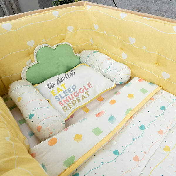 Cot Bedding Set with Bumper - Lost in Thoughts | Set of 7