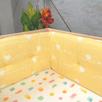 Organic Cot Bumper- Yellow Hearts