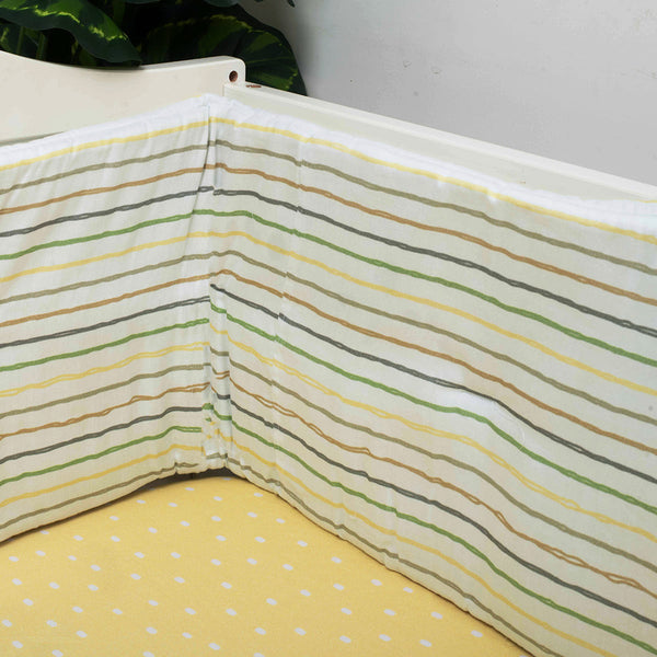 Organic Cot Bumper- Yellow Lines