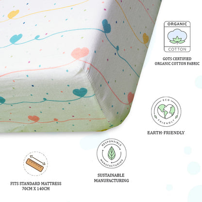 Organic Fitted Cot Sheet- Hearts