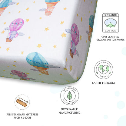 Organic Fitted Cot Sheet- Hot Air Balloon