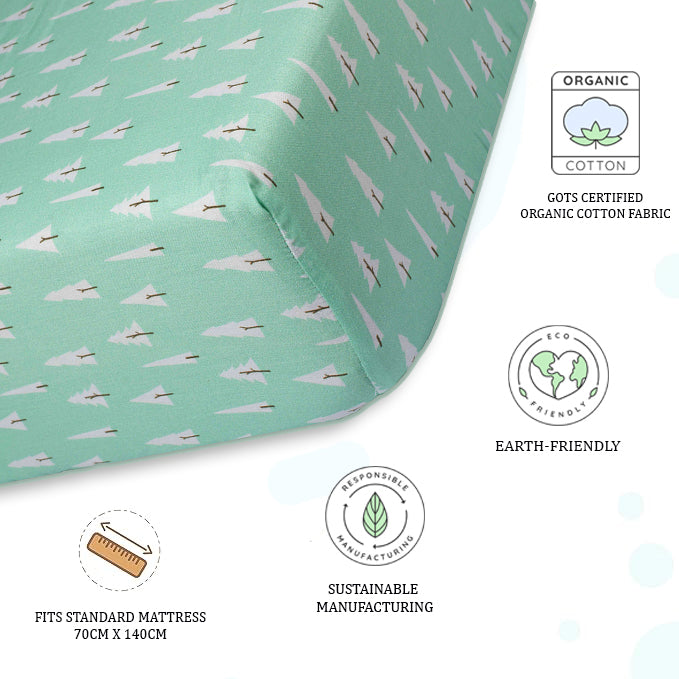 Organic Fitted Cot Sheet- Pines