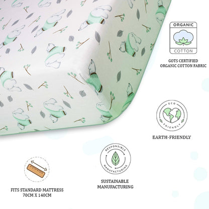 Organic Fitted Cot Sheet- Polar Bear