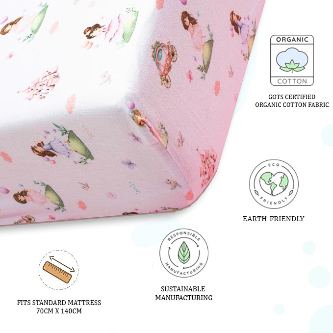 Organic Fitted Cot Sheet- Princess