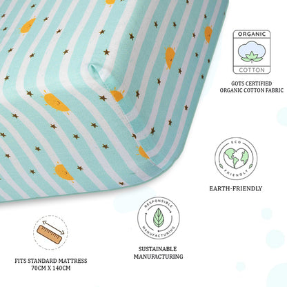 Organic Fitted Cot Sheet- Sky Lines