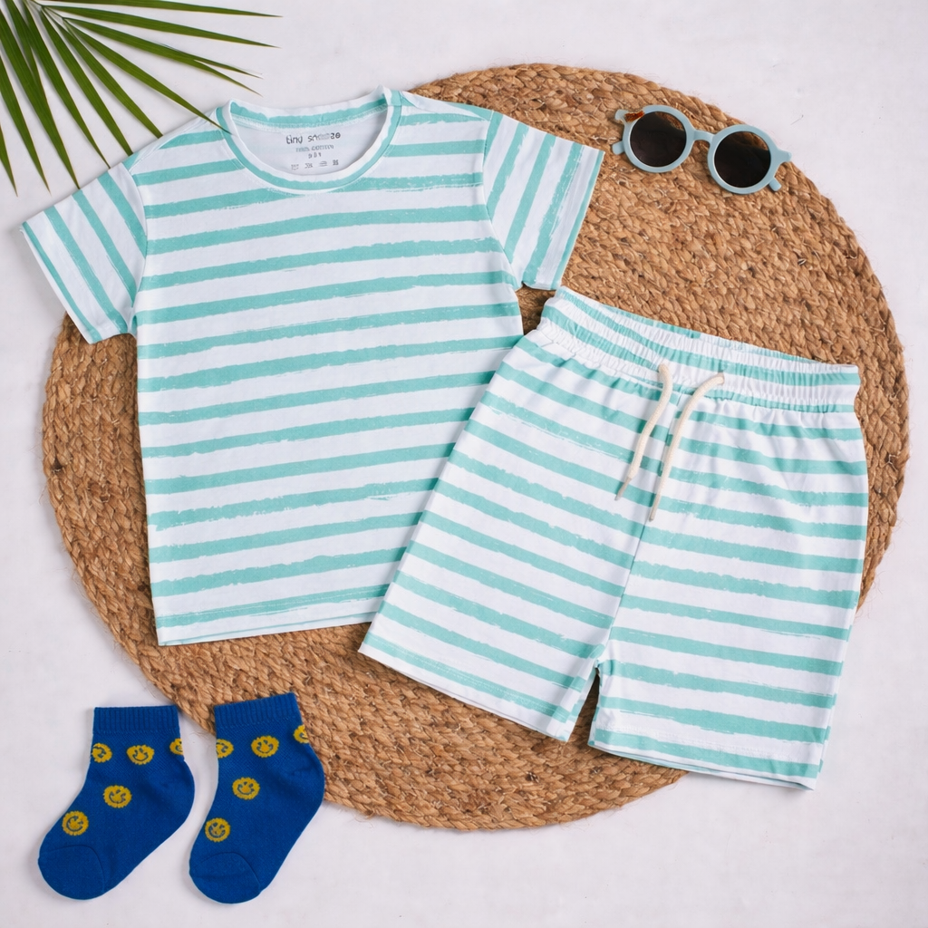 Boys Co-Ord Set- Green Stripes