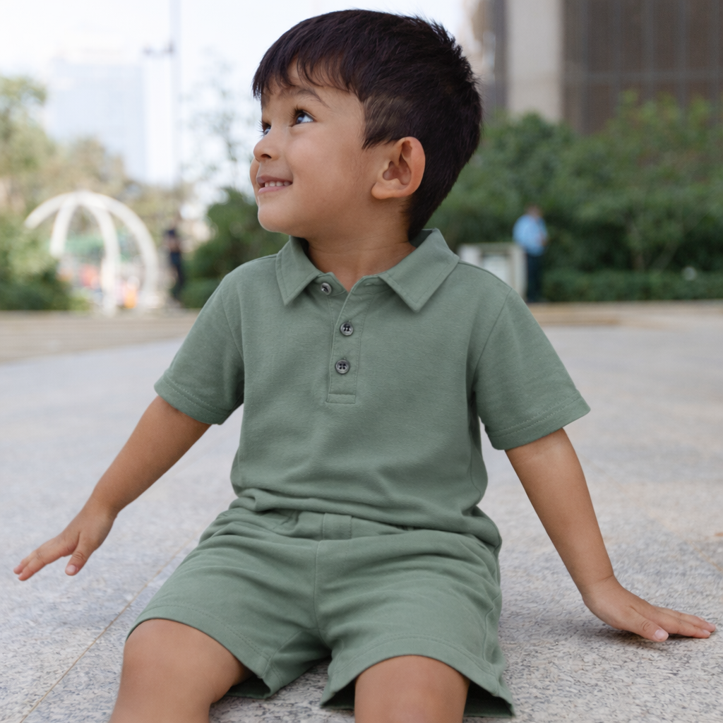 Boys Polo Tshirt- Yellow Sky & Solid Olive Green- Pack of 2