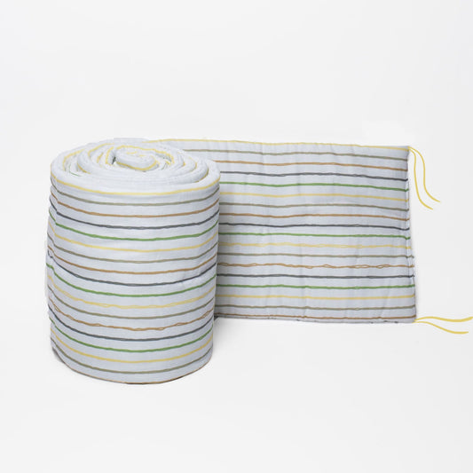 Organic Cot Bumper- Yellow Lines