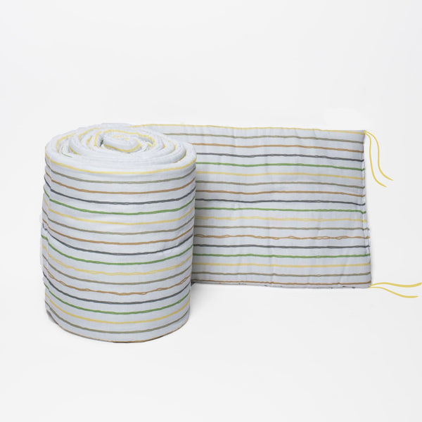 Organic Cot Bumper- Yellow Lines