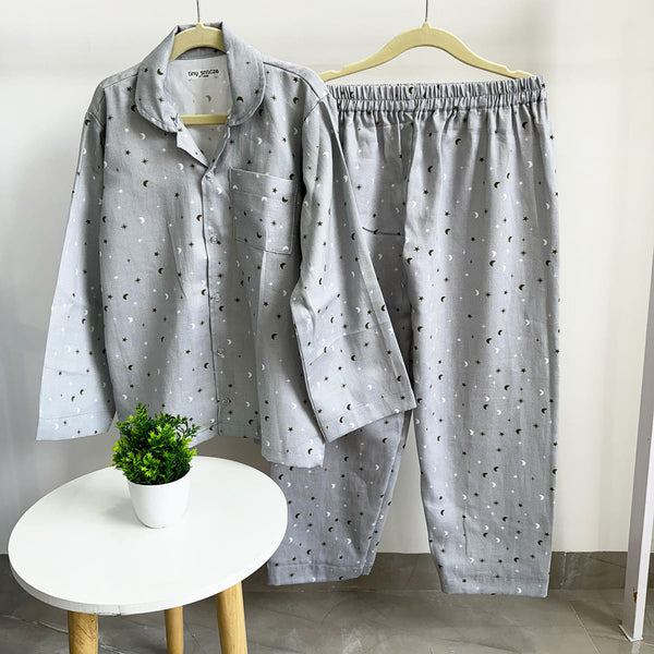 Cotton Nightsuit- Grey Sky