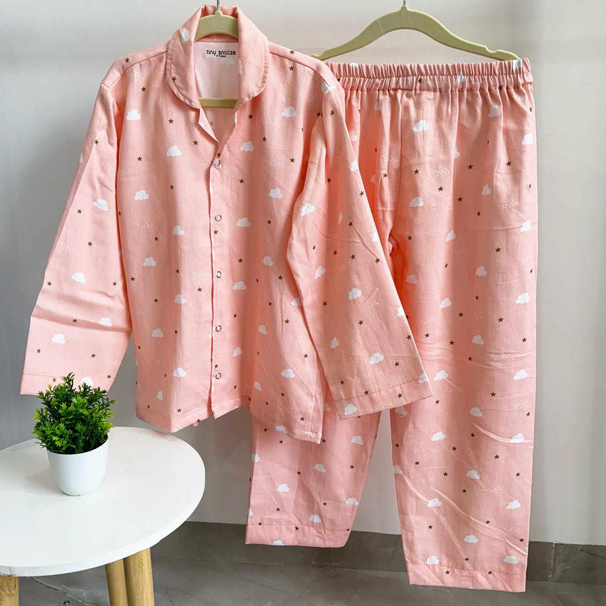 Cotton Nightsuit- Pink Clouds