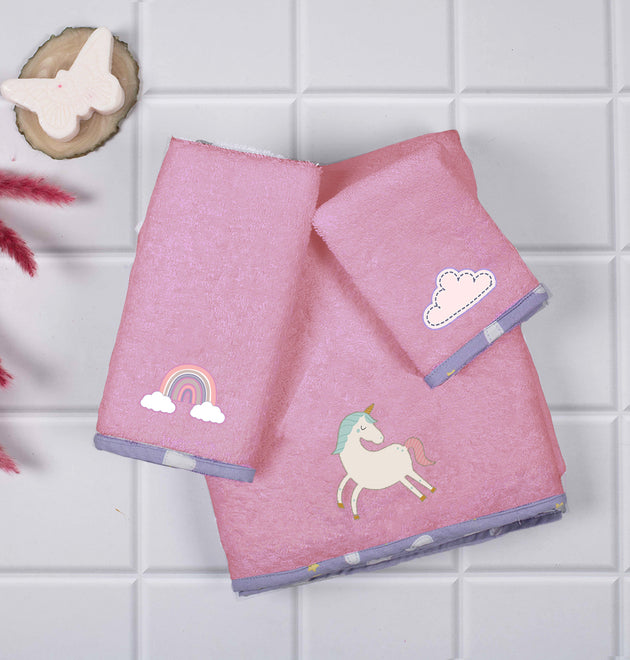 Kids Towels (Set of 3) - Pink